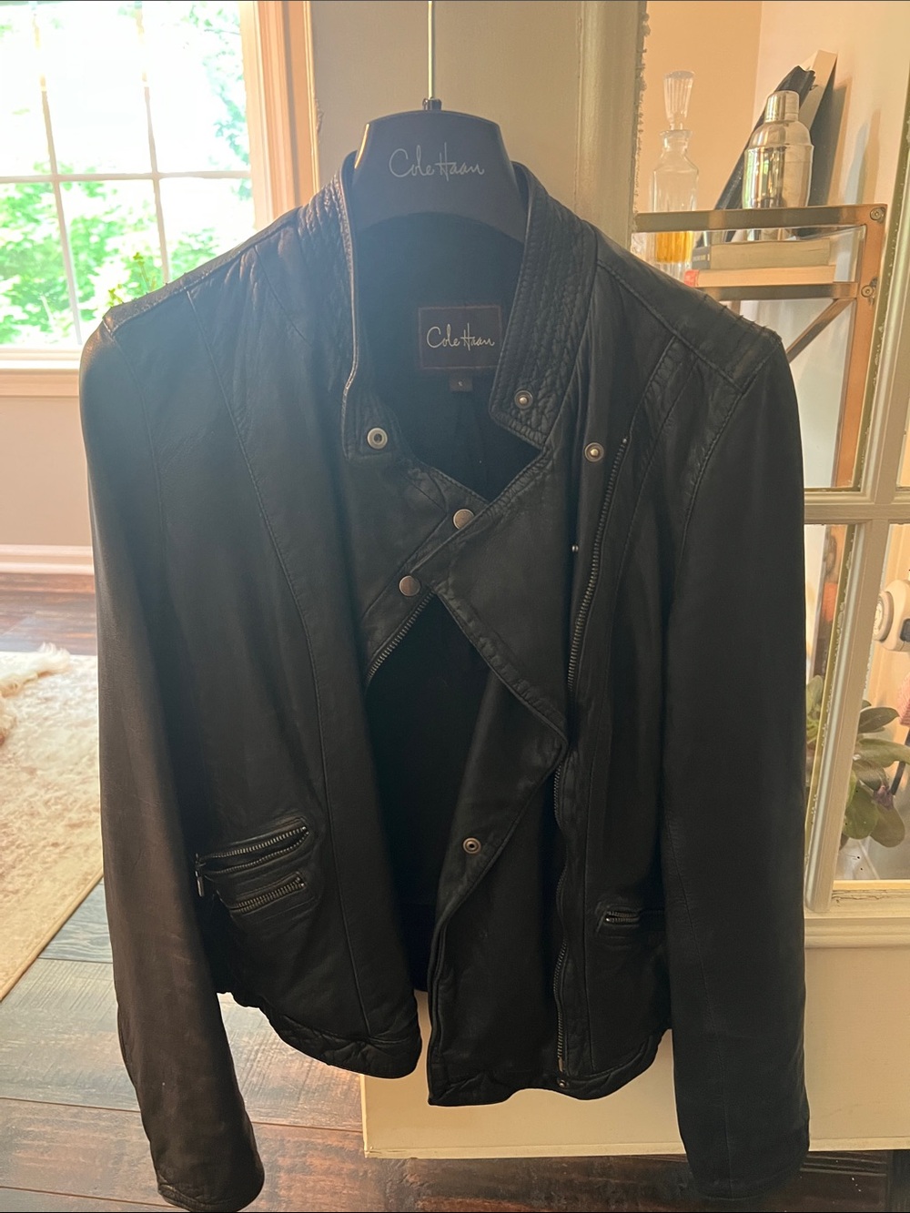 Cole Haan Black Leather Biker Jacket